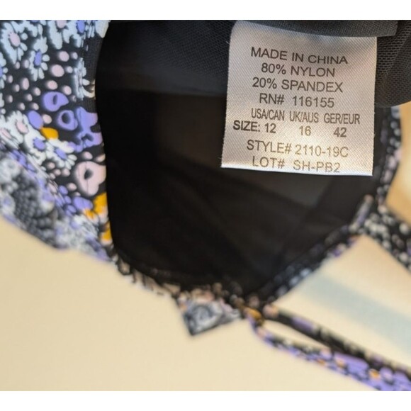 Shore Shapes Womens One Piece Swimsuit Skirted Multicolor Floral Size 12 - Picture 12 of 14